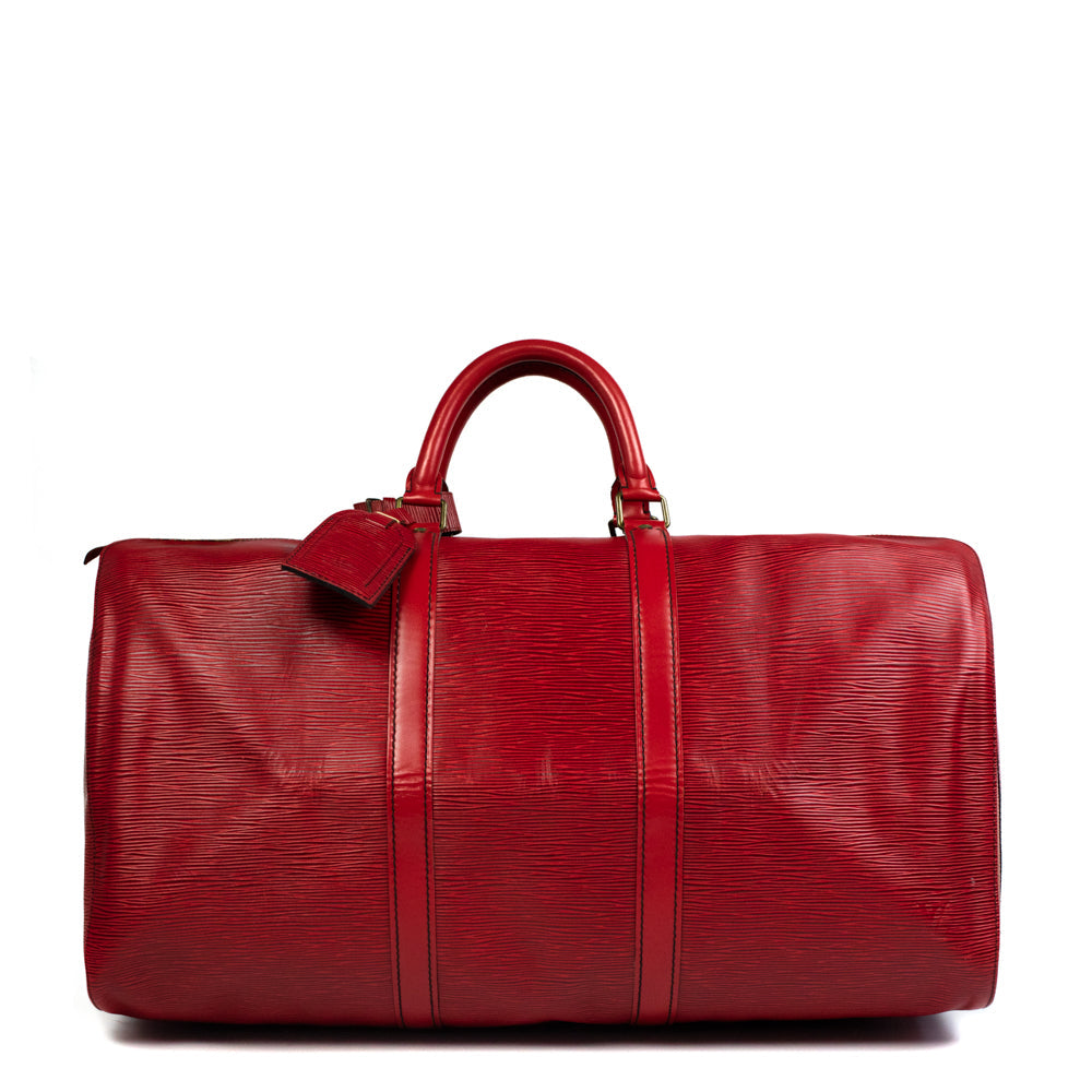 Keepall 50 Vintage en cuir rouge
