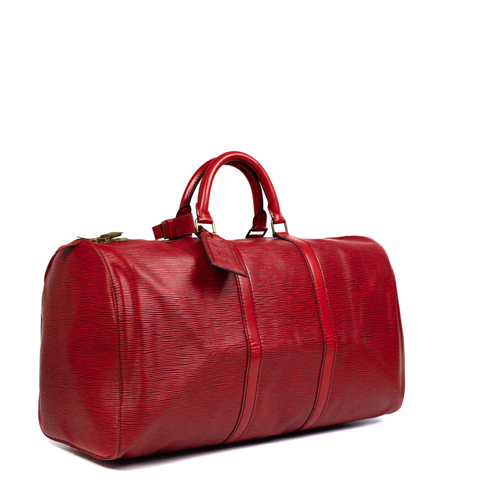 Keepall 50 Vintage en cuir rouge