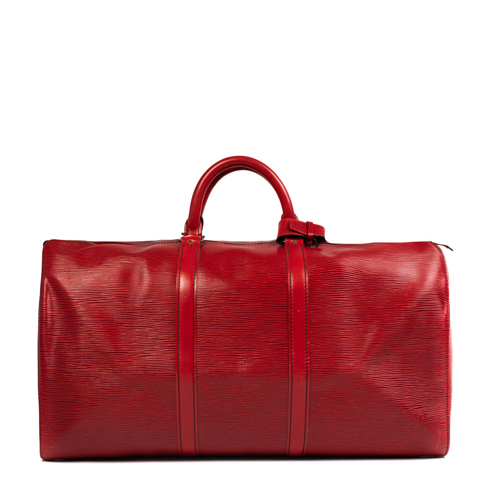 Keepall 50 Vintage en cuir rouge