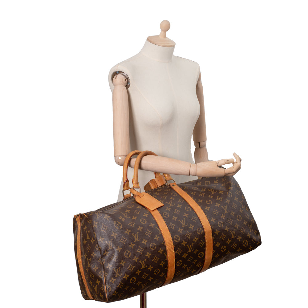 Keepall 55 Vintage en toile monogramme marron