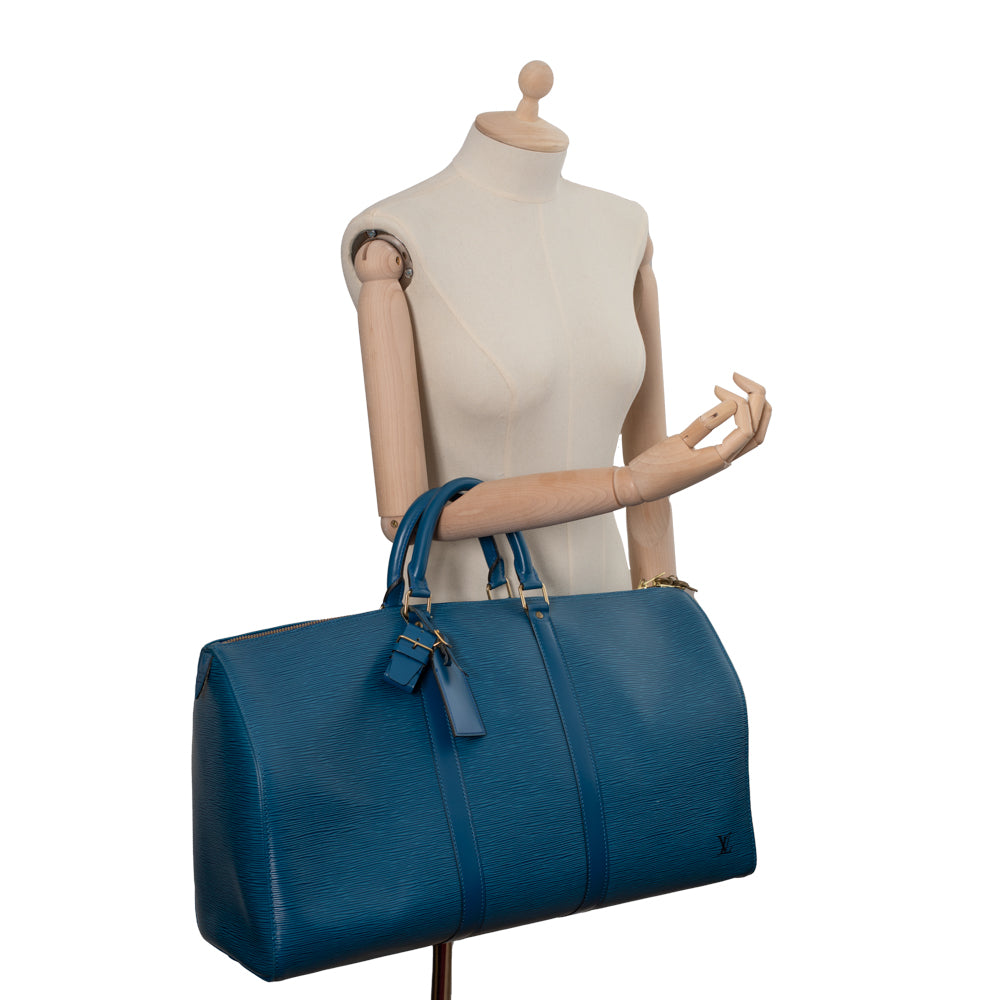 Keepall 50 Vintage en cuir épi bleu