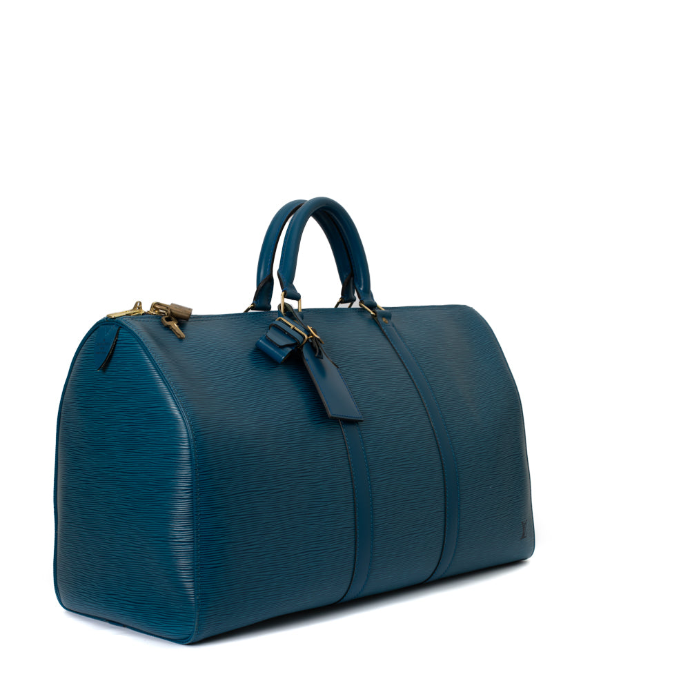 Keepall 50 Vintage en cuir épi bleu