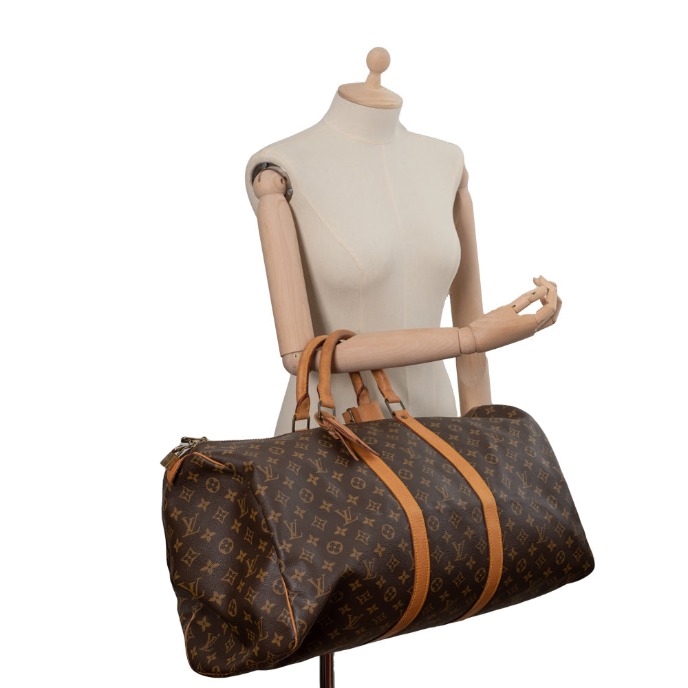 Keepall 55 Vintage en toile monogramme marron