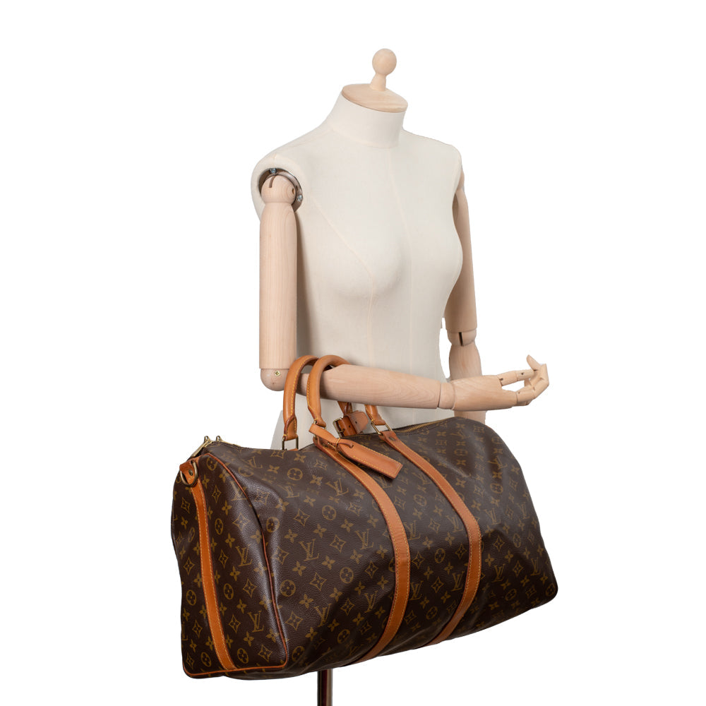 Keepall 50 Vintage en toile monogramme marron