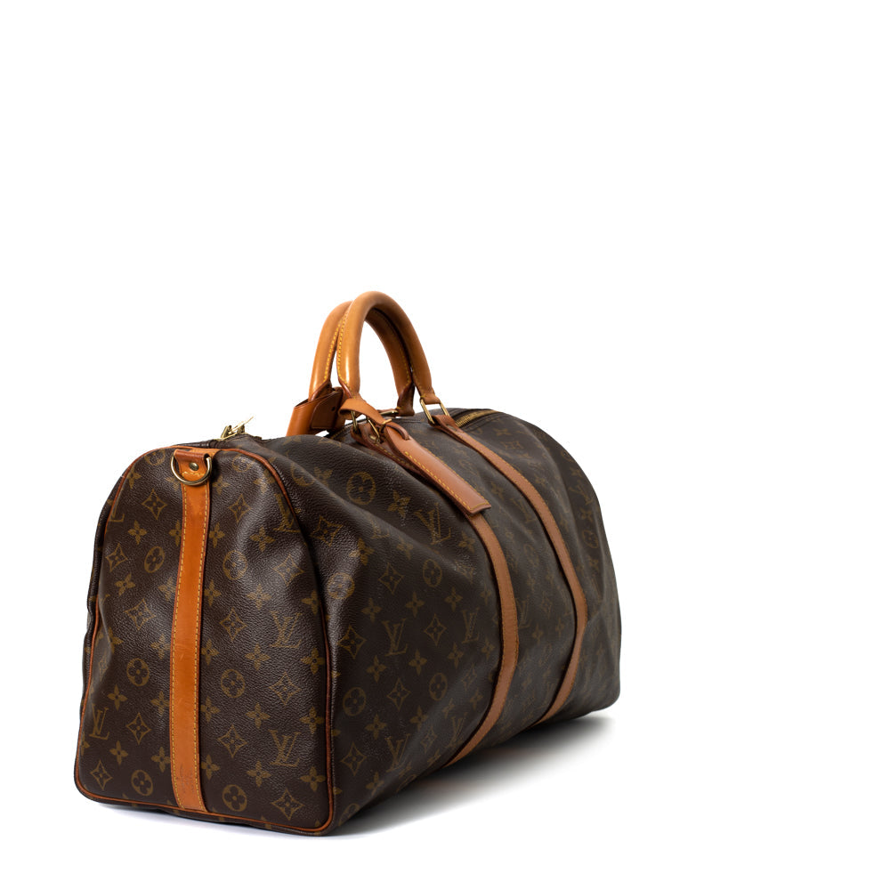 Keepall 50 Vintage en toile monogramme marron