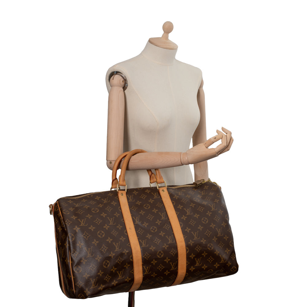 Keepall 50 Vintage en toile monogramme marron