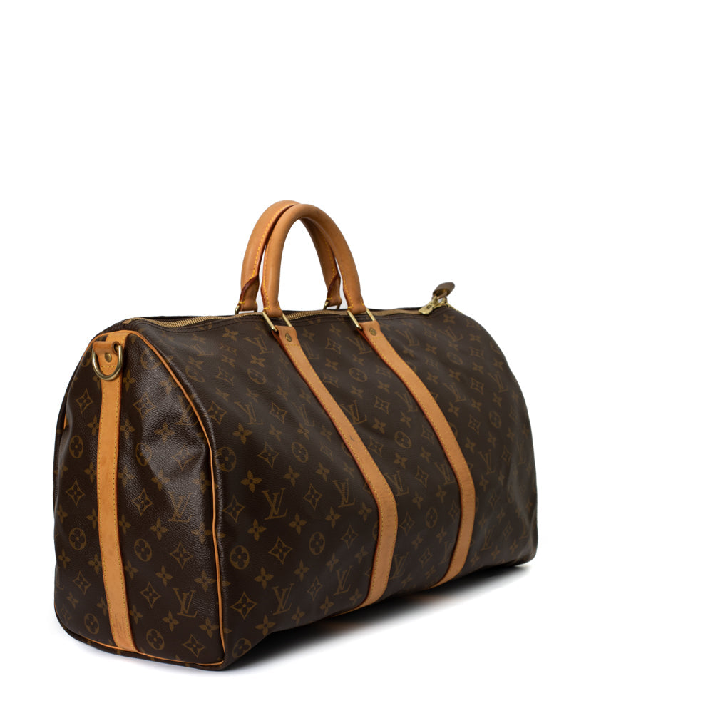 Keepall 50 Vintage en toile monogramme marron