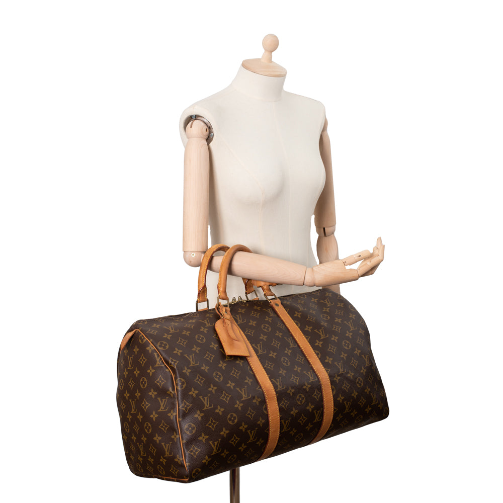 Keepall 50 Vintage en toile monogramme marron