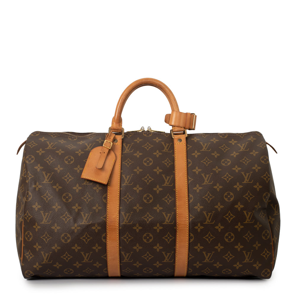 Keepall 50 Vintage en toile monogramme marron