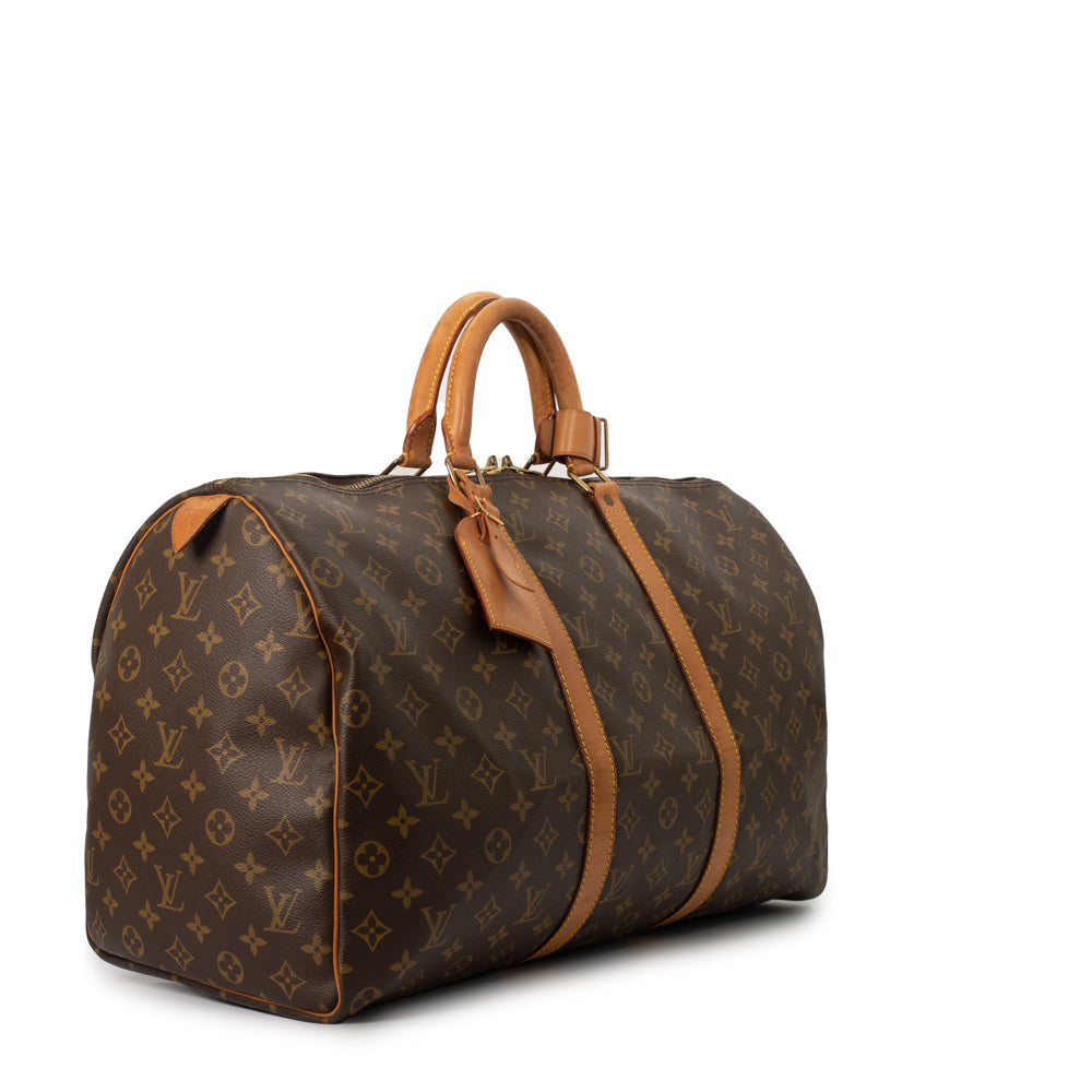 Keepall 50 Vintage en toile monogramme marron