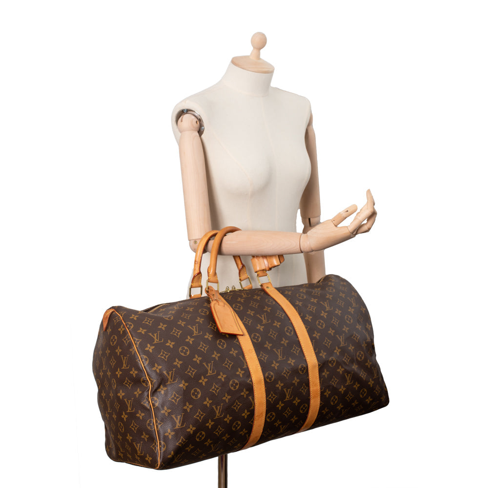 Keepall 55 Vintage en toile monogramme marron