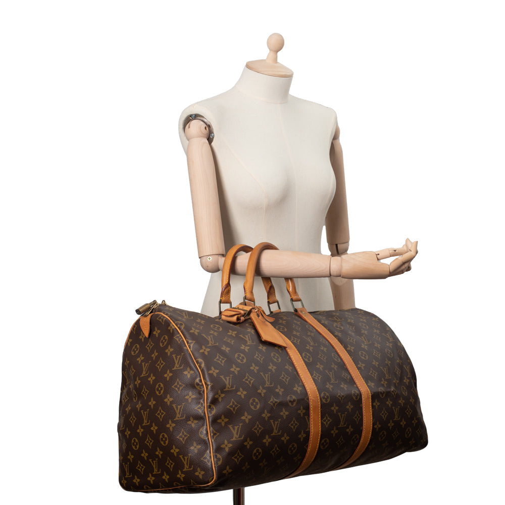 Keepall 55 Vintage en toile monogramme marron