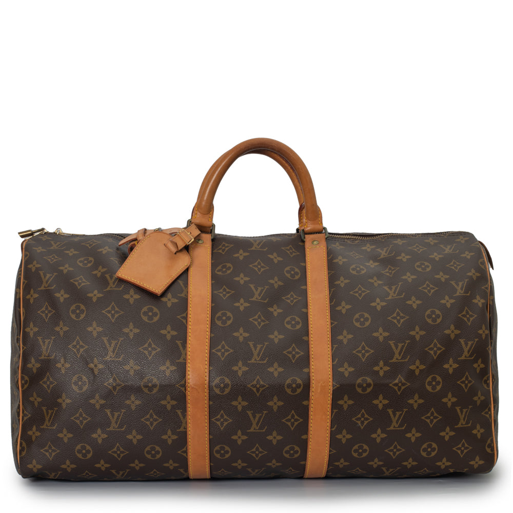 Keepall 55 Vintage en toile monogramme marron