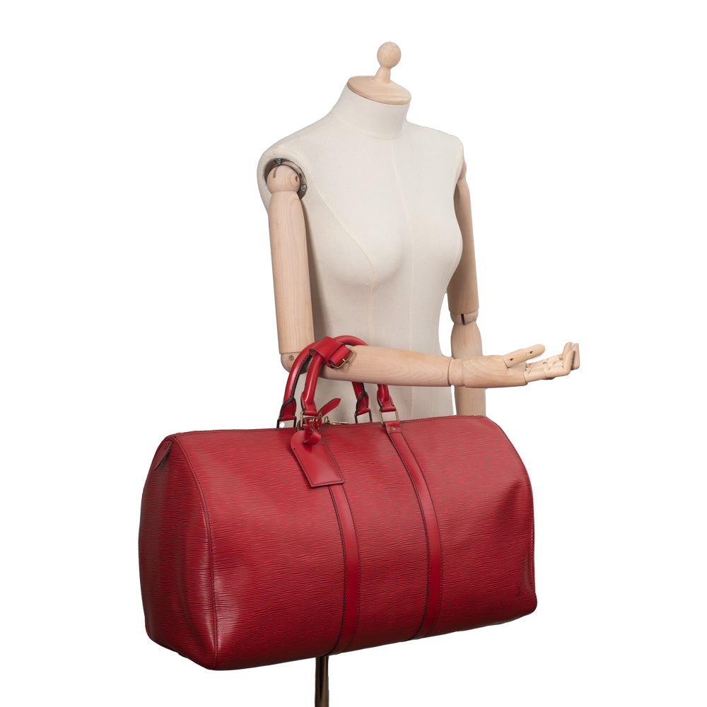 Keepall 50 Vintage en cuir épi rouge