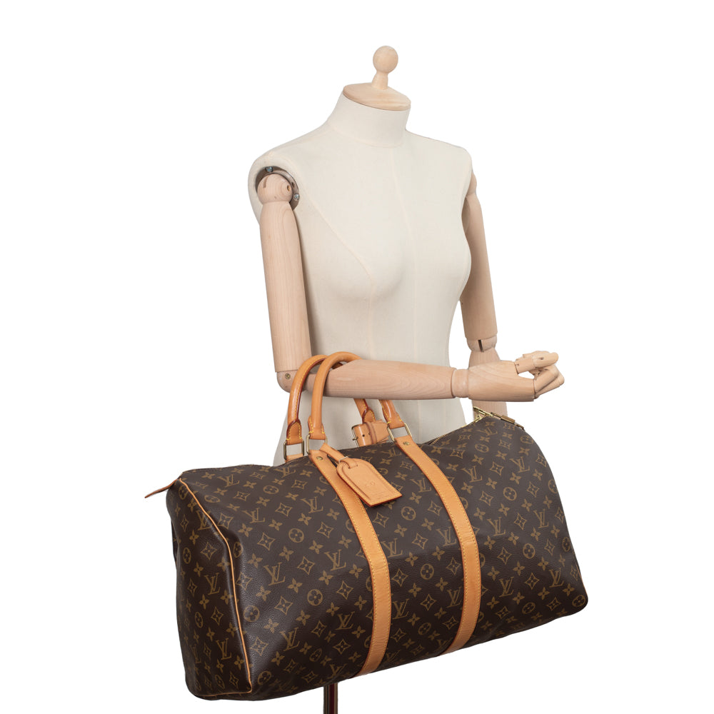 Keepall 50 Vintage en toile monogramme marron