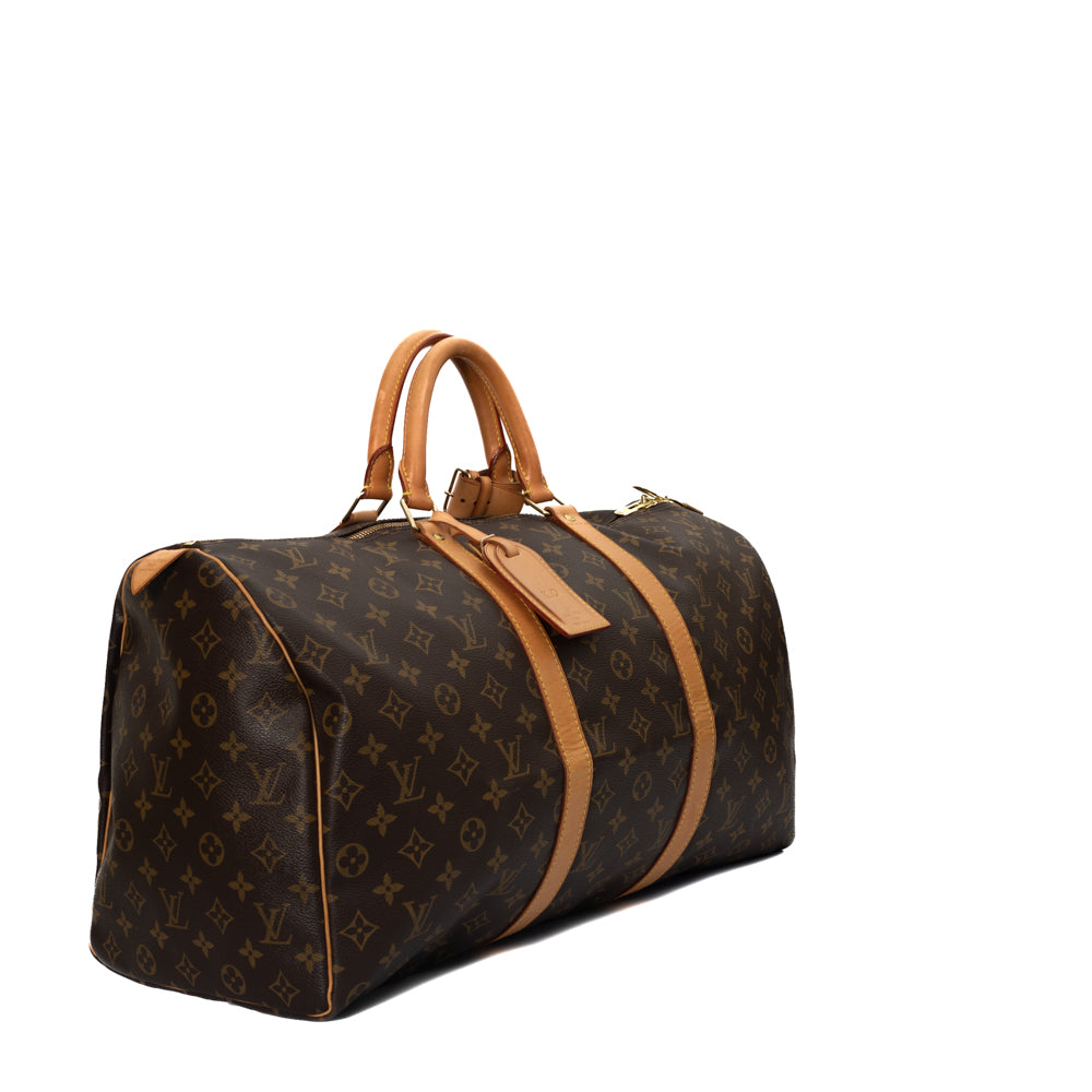 Keepall 50 Vintage en toile monogramme marron