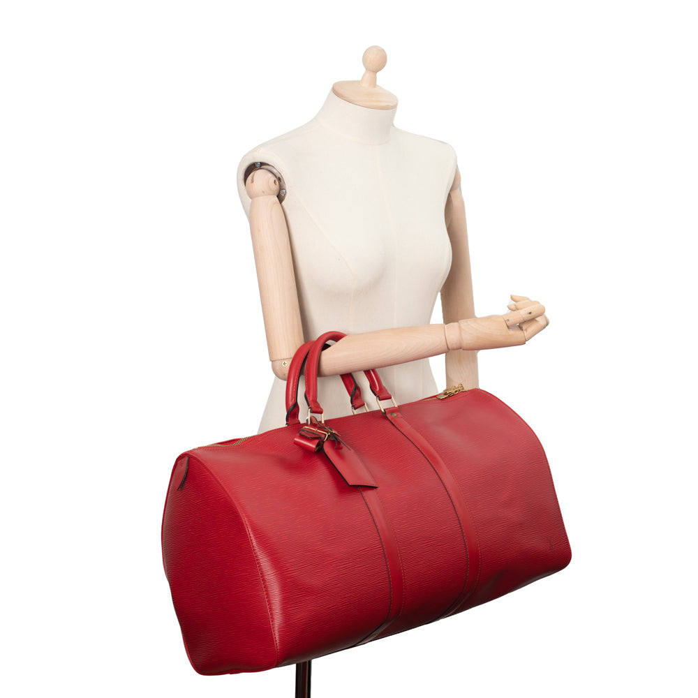 Keepall 50 Vintage en cuir épi rouge