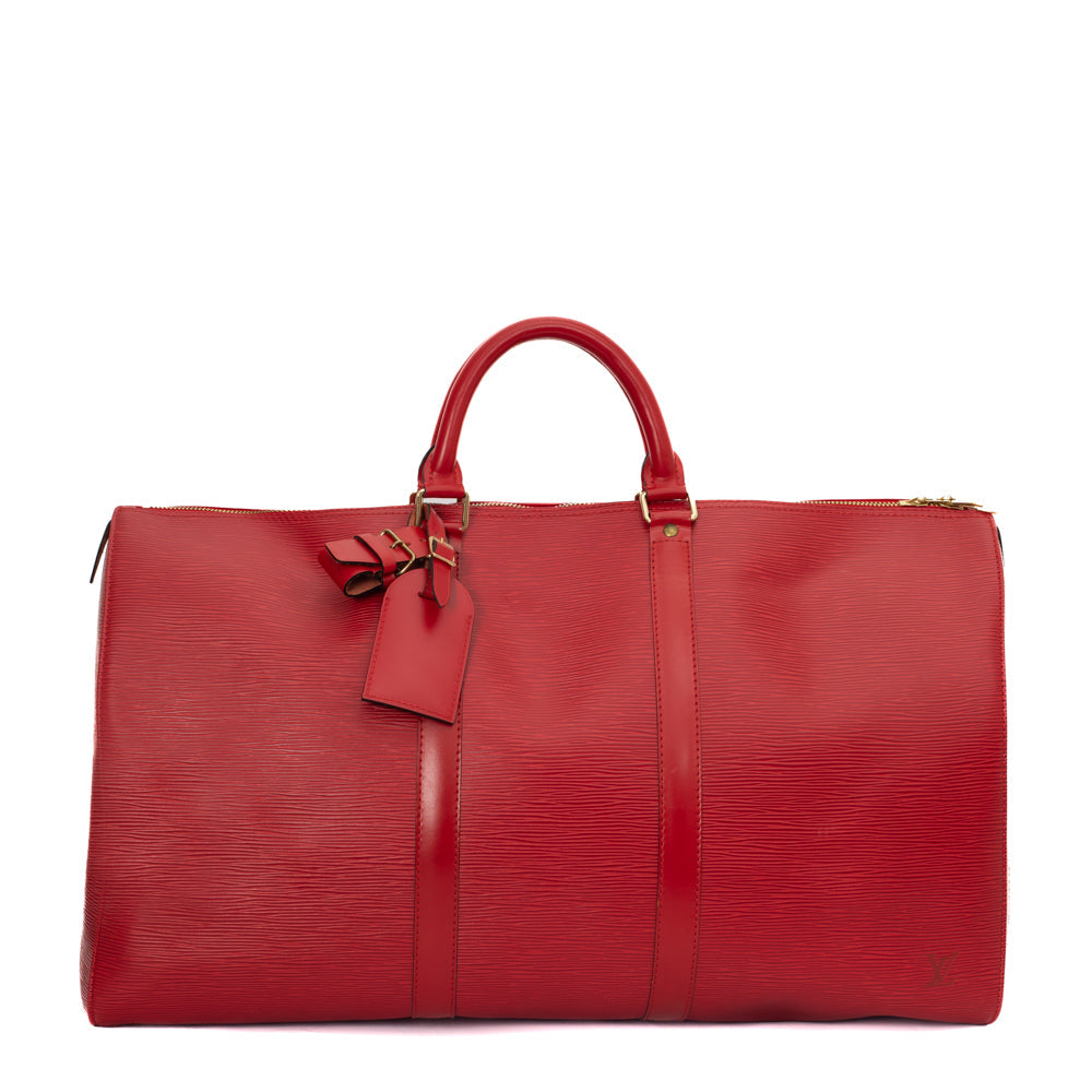 Keepall 50 Vintage en cuir épi rouge