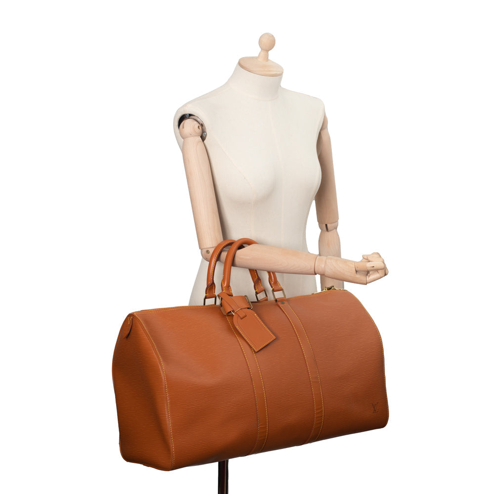 Keepall 50 Vintage en cuir épi marron