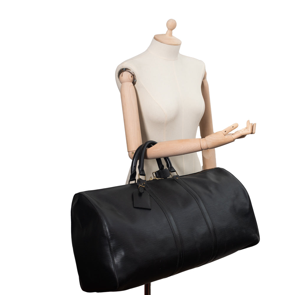 Keepall 55 Vintage en cuir épi noir