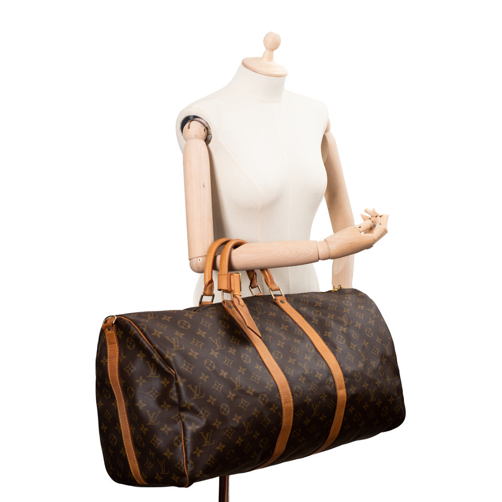 Keepall 55 Vintage en toile monogramme marron
