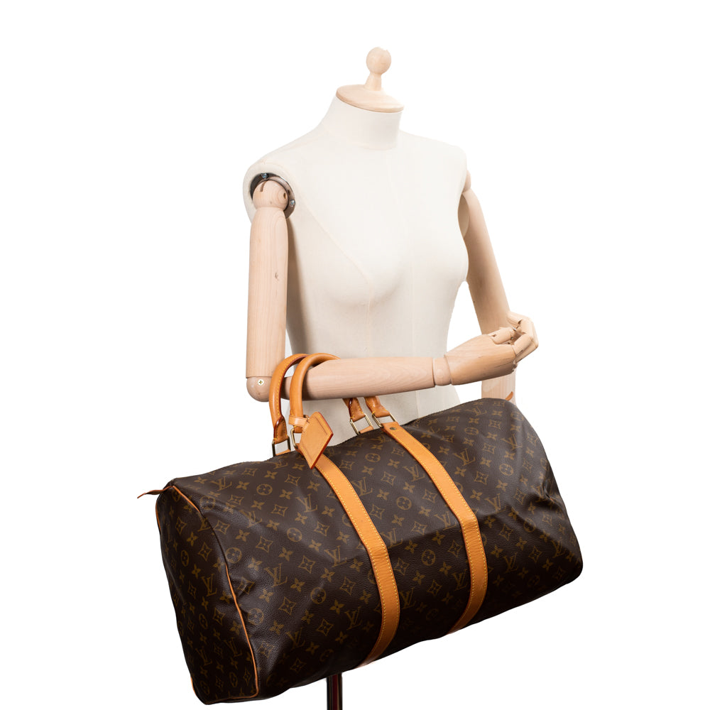 Keepall 50 Vintage en toile monogramme marron
