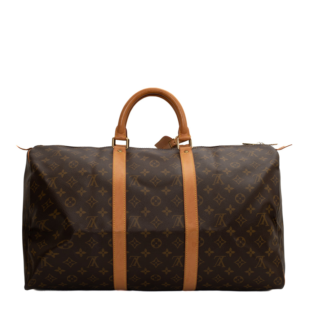 Keepall 50 Vintage en toile monogramme marron