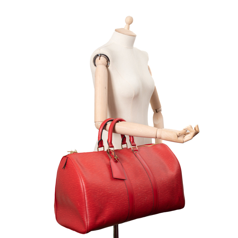 Keepall 45 Vintage en cuir épi rouge