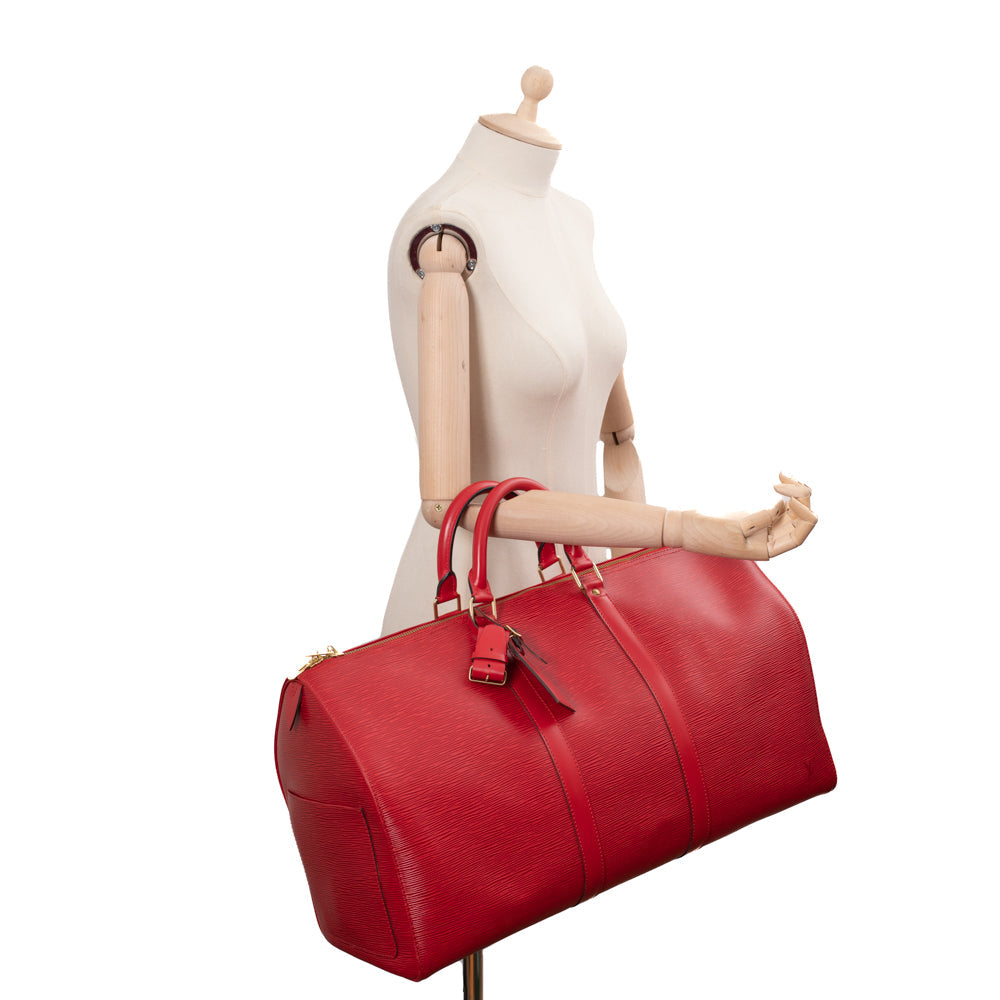 Keepall 50 Vintage en cuir épi rouge