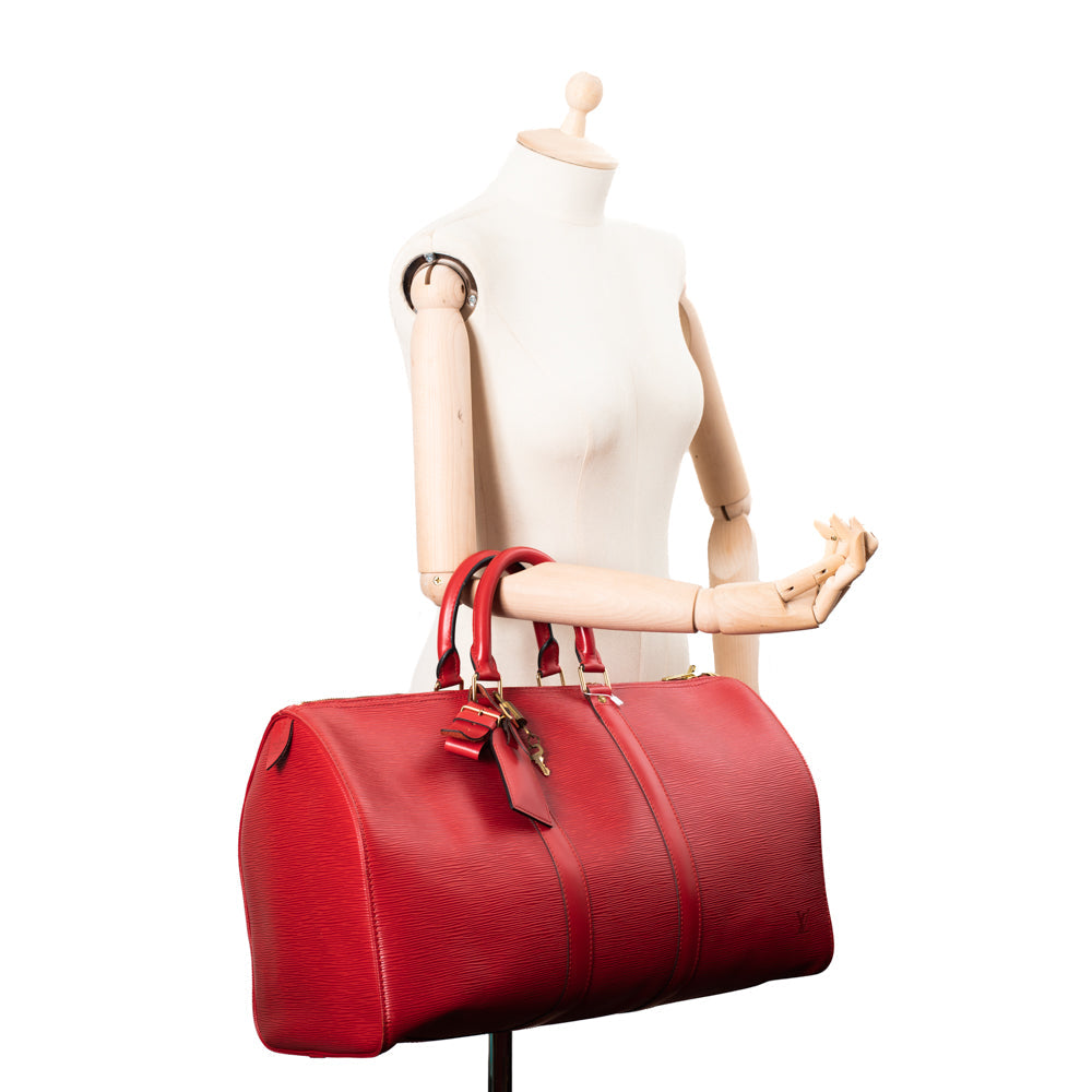 Keepall 45 Vintage en cuir épi rouge