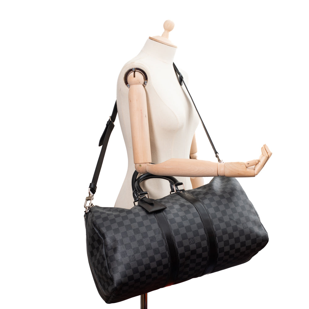 Keepall 45 en toile damier gris