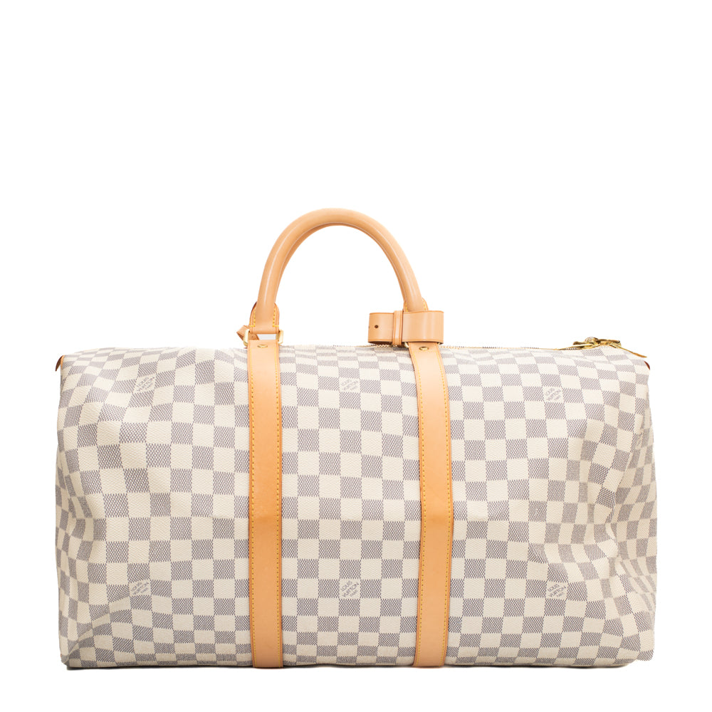 Keepall 50 Vintage en toile damier azur