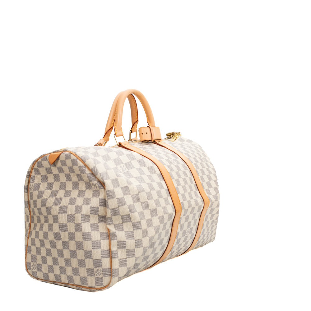 Keepall 50 Vintage en toile damier azur