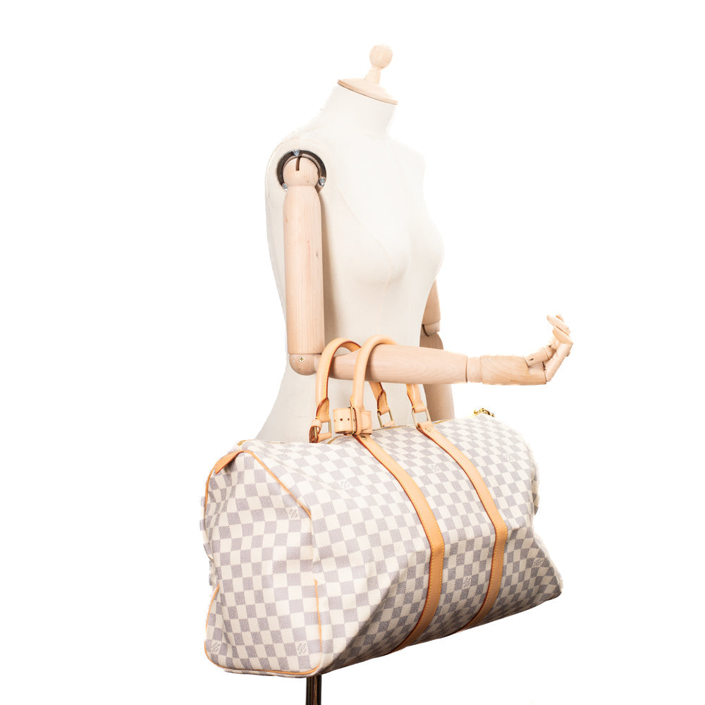Keepall 50 Vintage en toile damier azur