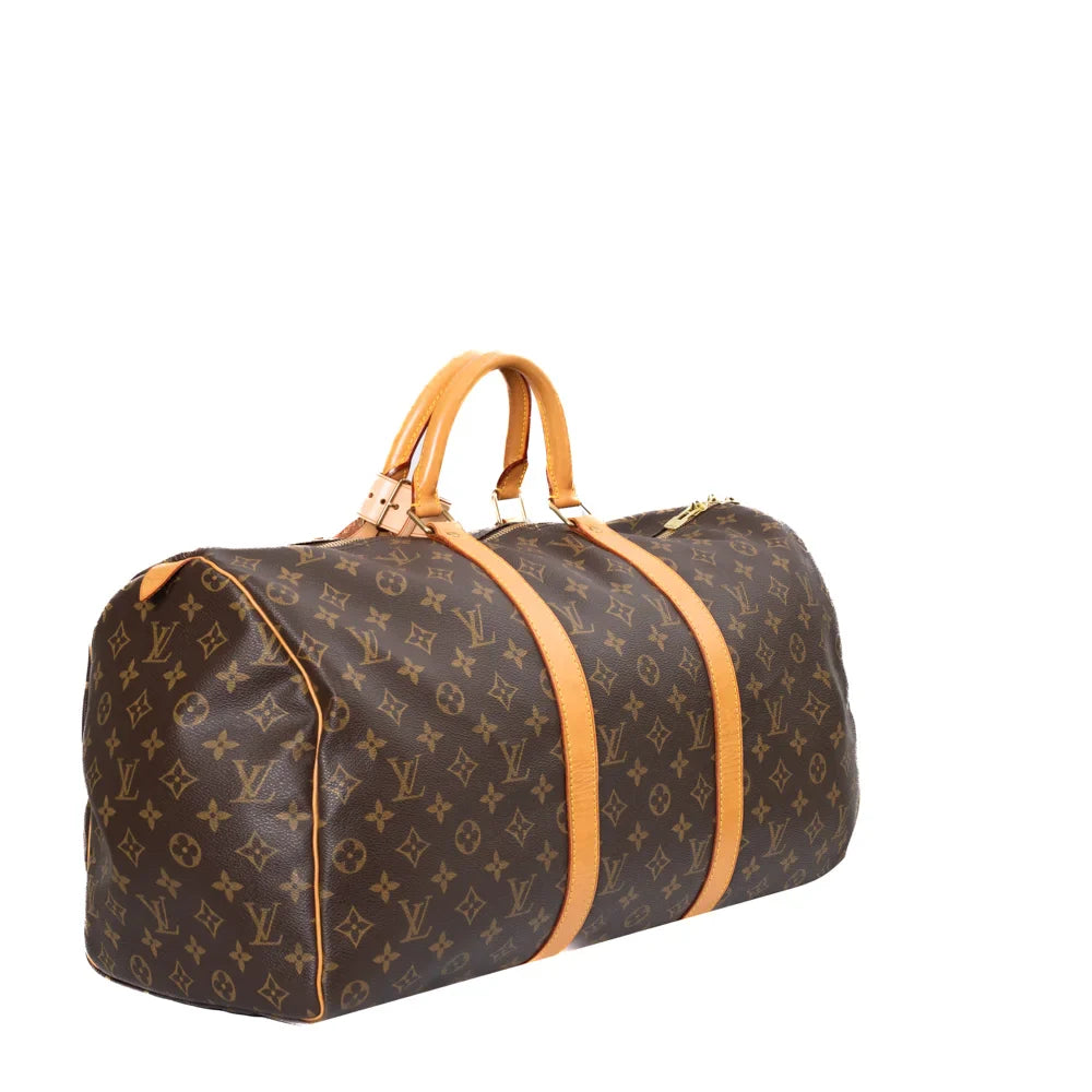 Keepall 50 Vintage en toile monogram marron