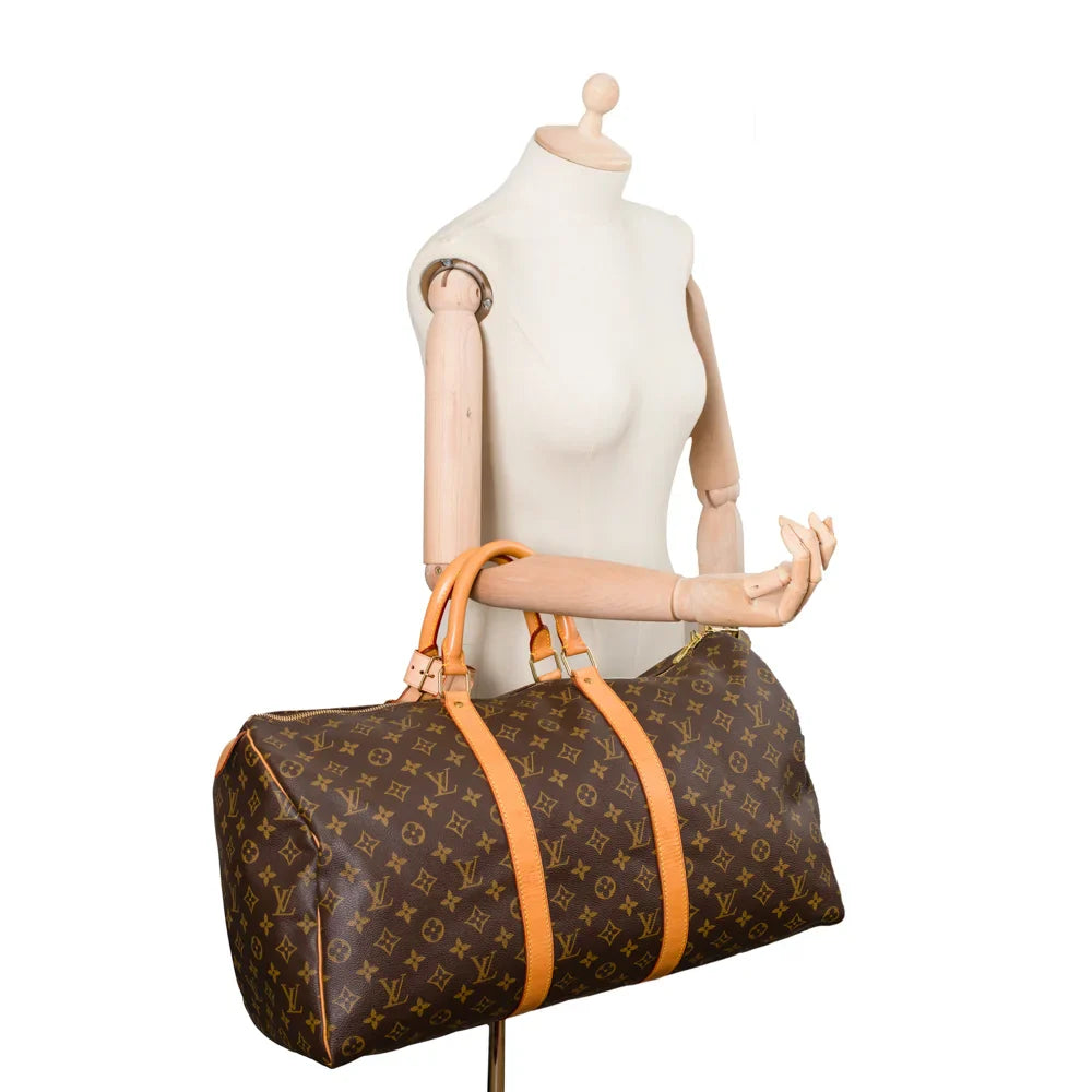 Keepall 50 Vintage en toile monogram marron