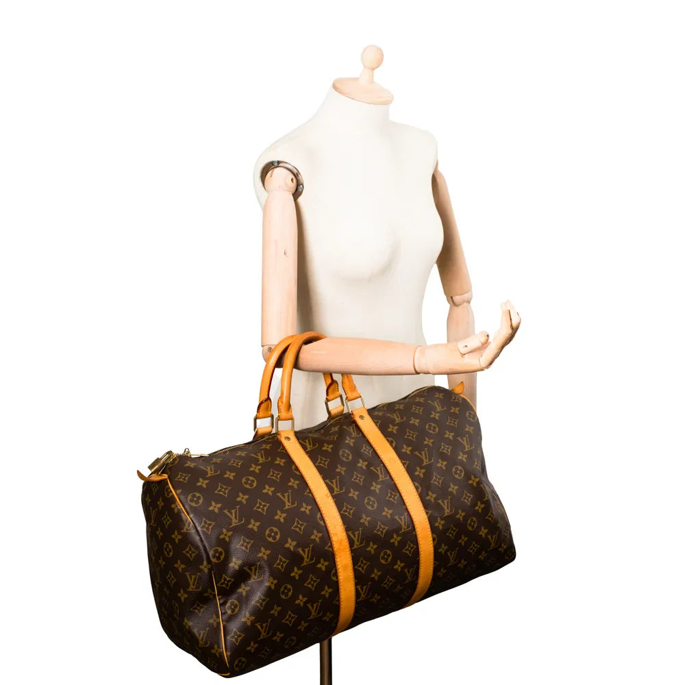 Keepall 50 Vintage en toile monogram marron