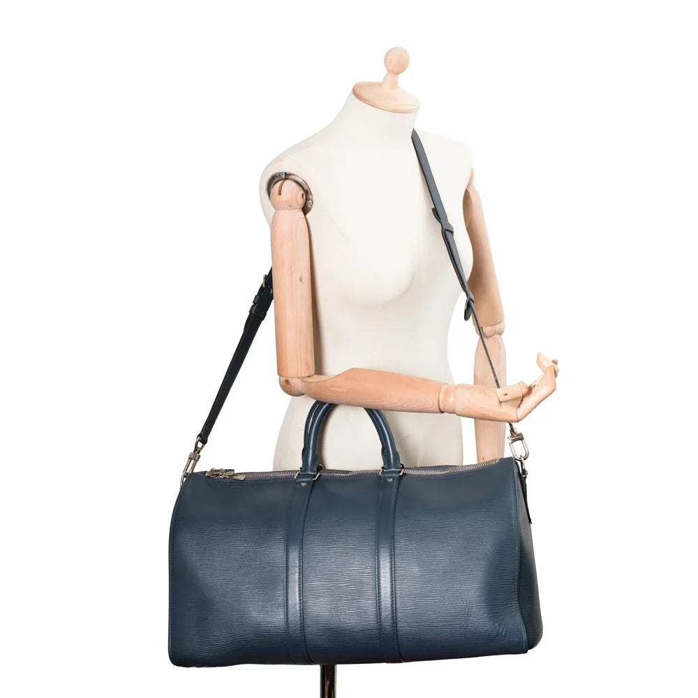 Keepall 45 en cuir bleu
