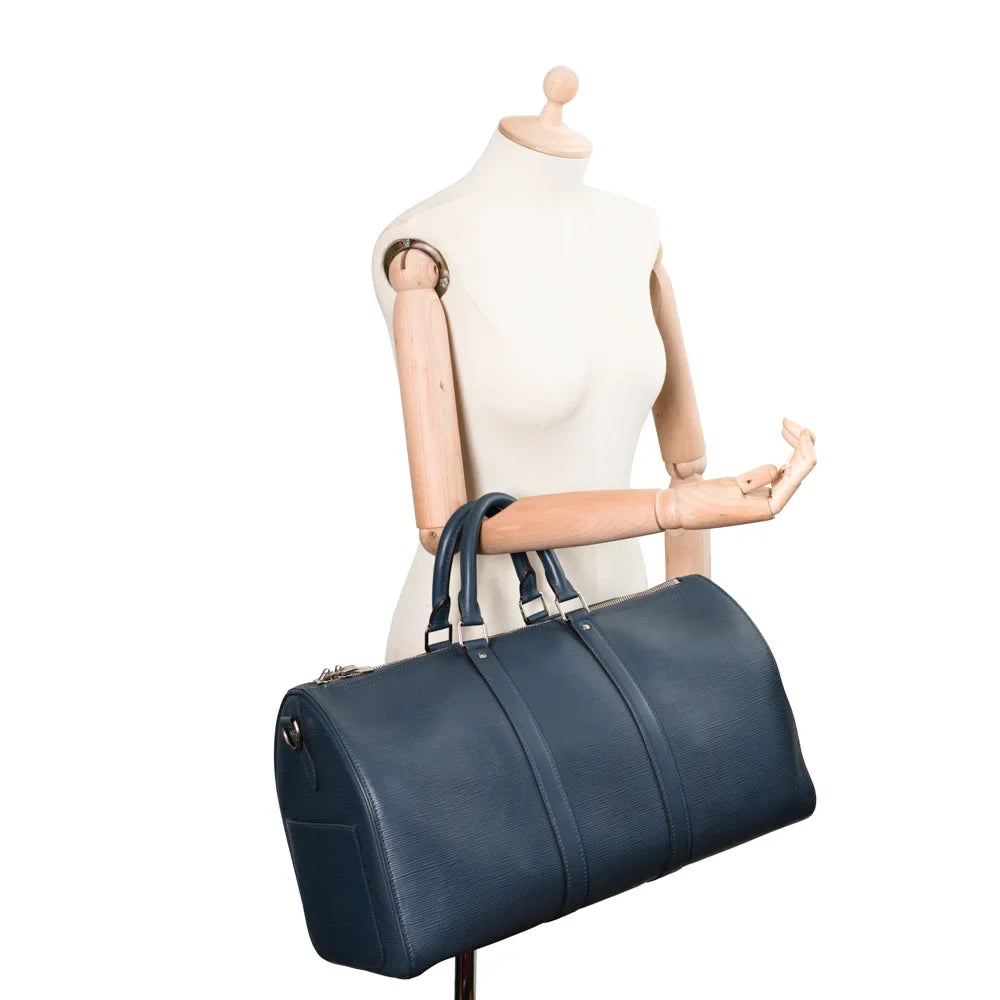 Keepall 45 en cuir bleu