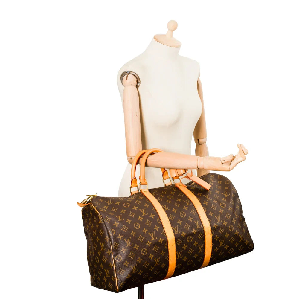 Keepall 50 Vintage en toile monogram marron