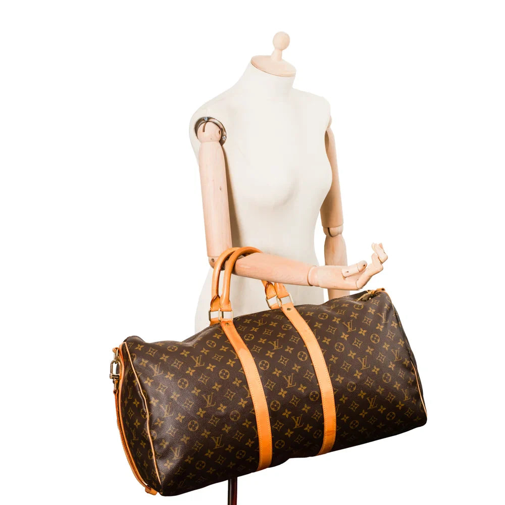 Keepall 55 Vintage en toile monogram marron