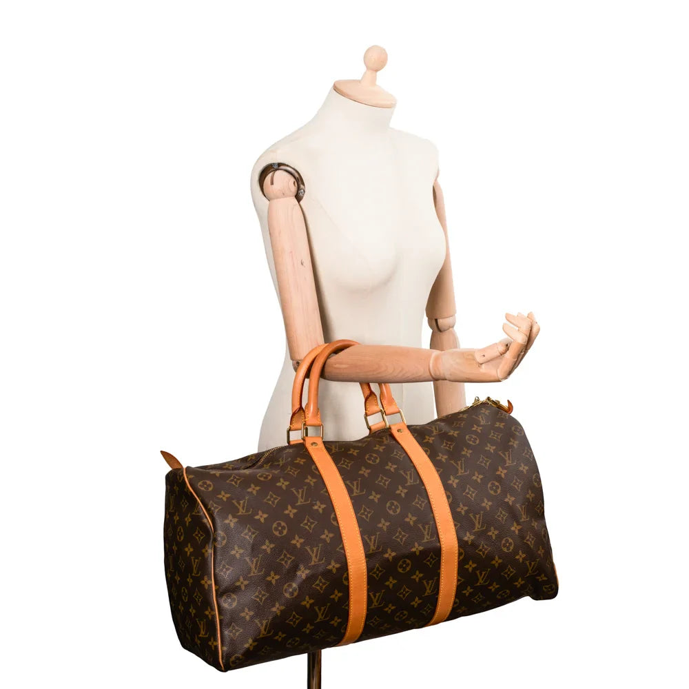 Keepall 50 Vintage en toile monogram marron