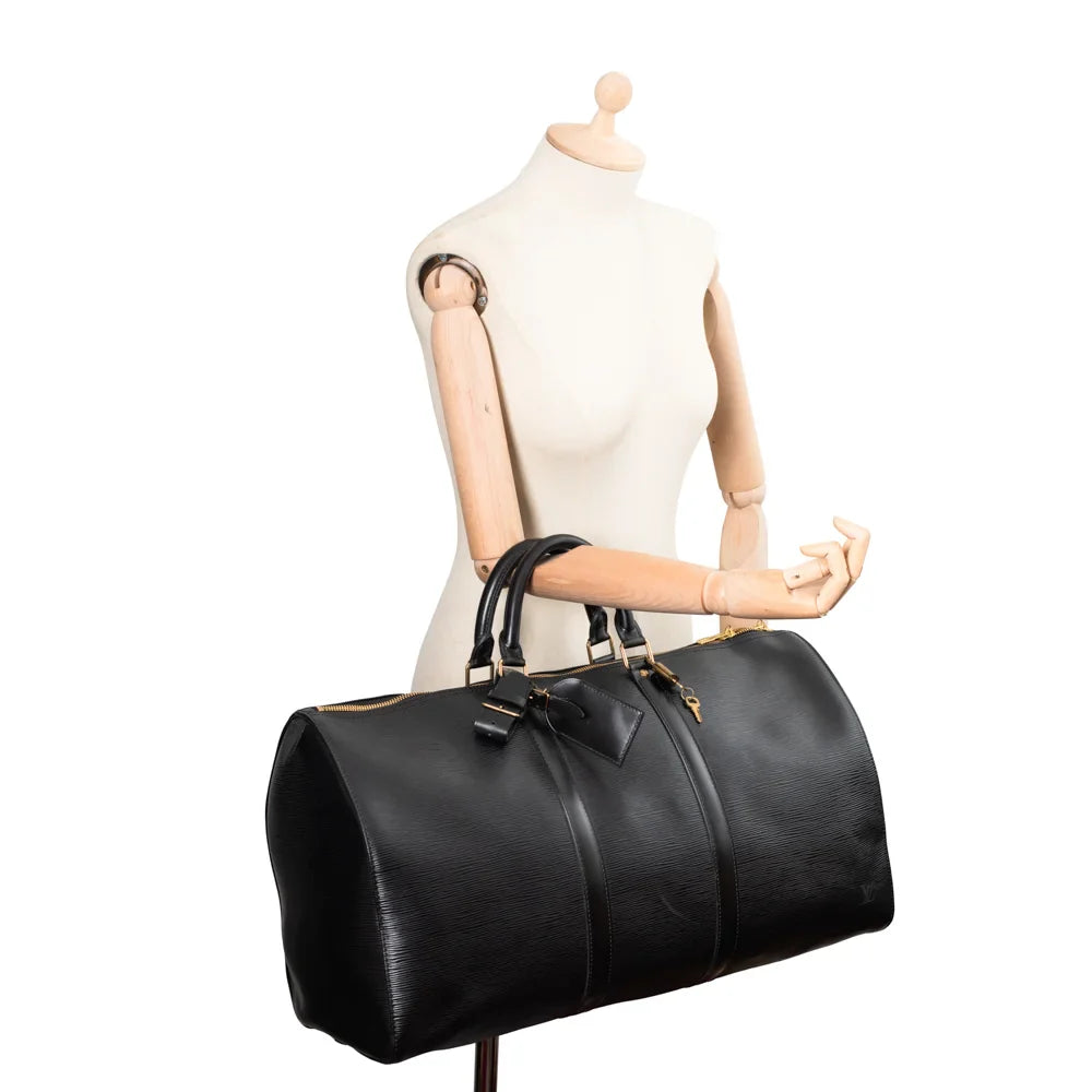Keepall 50 Vintage en cuir épi noir