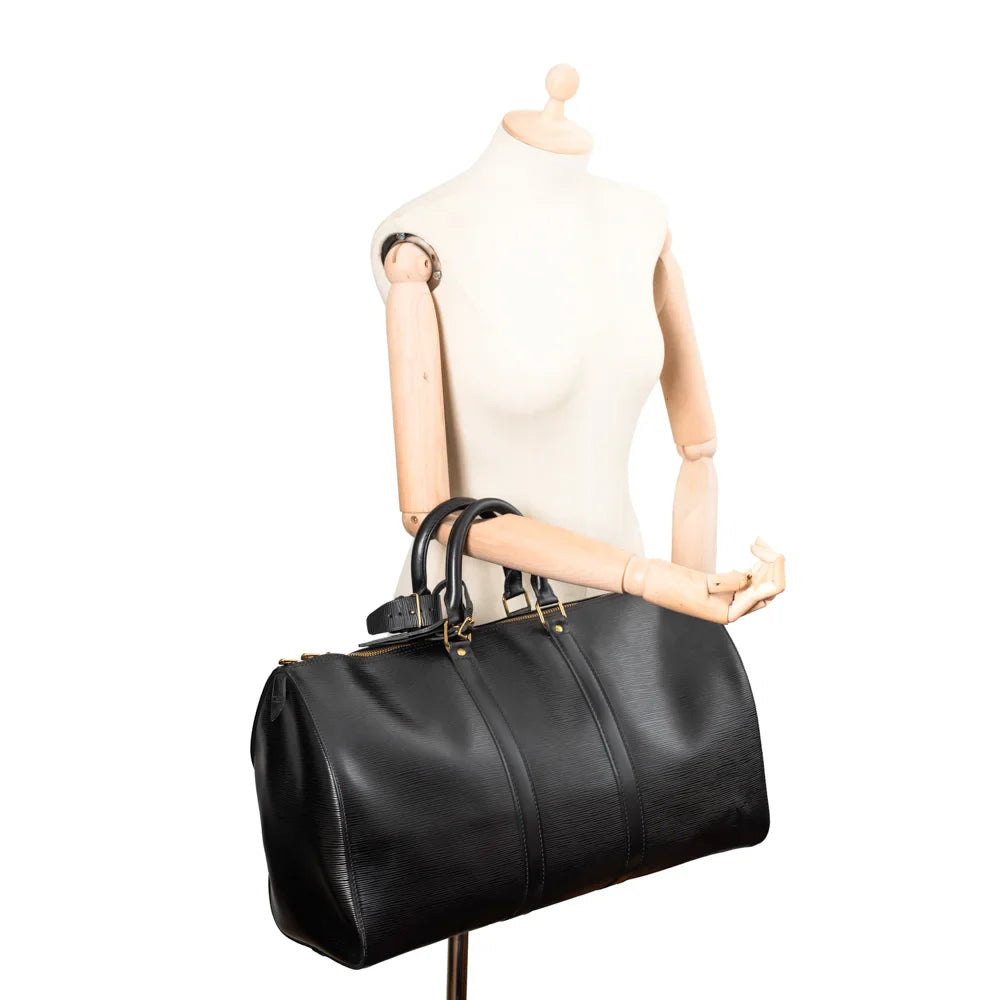 Keepall 45 Vintage en cuir épi noir