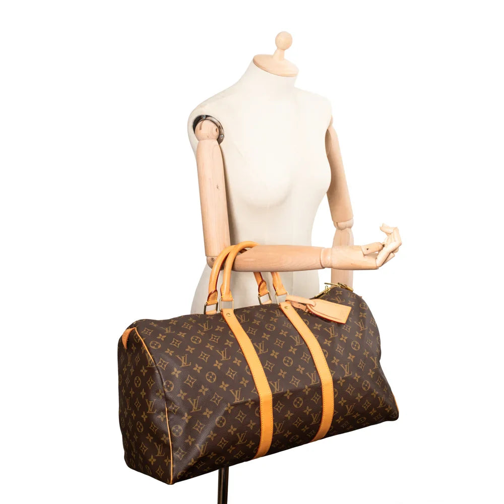Keepall 50 Vintage en toile monogram marron