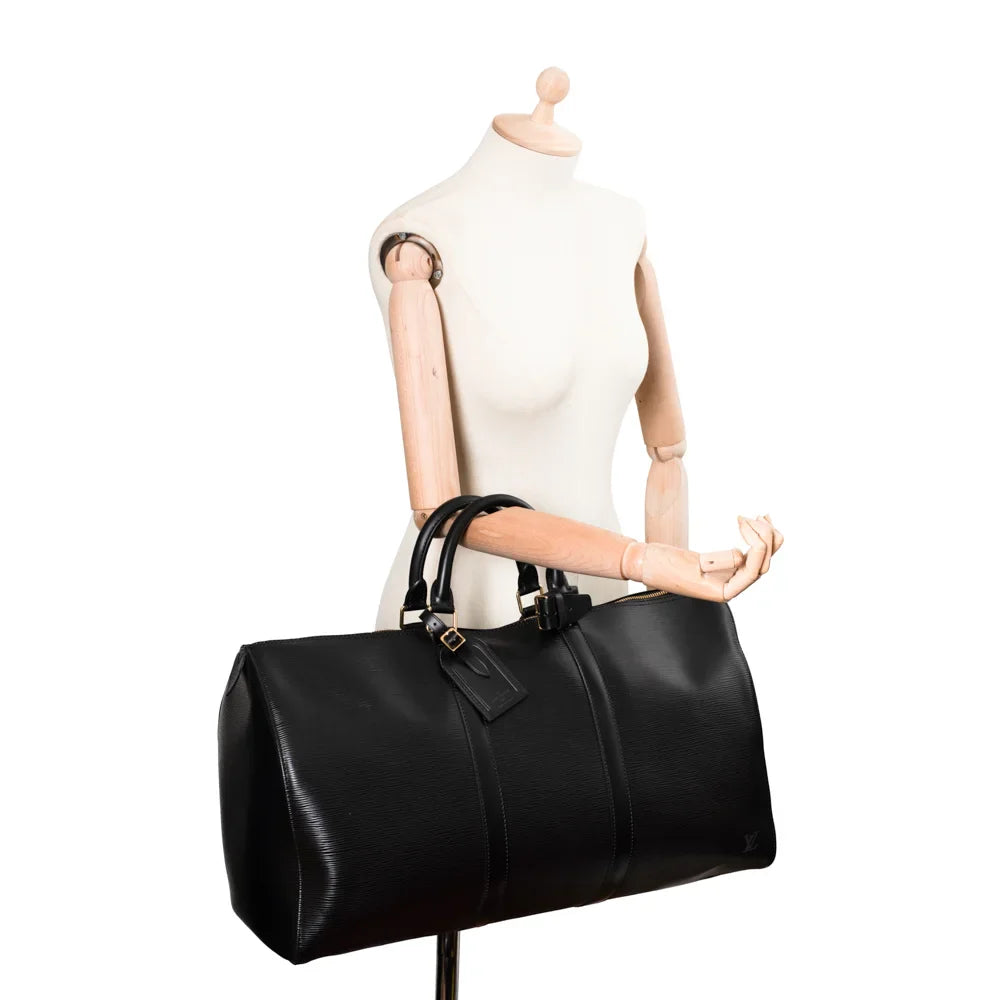 Keepall 50 Vintage en cuir épi noir