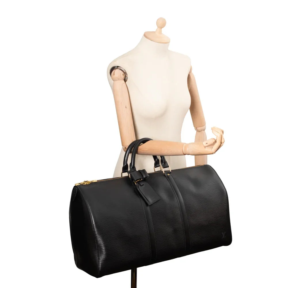 Keepall 50 Vintage en cuir épi noir