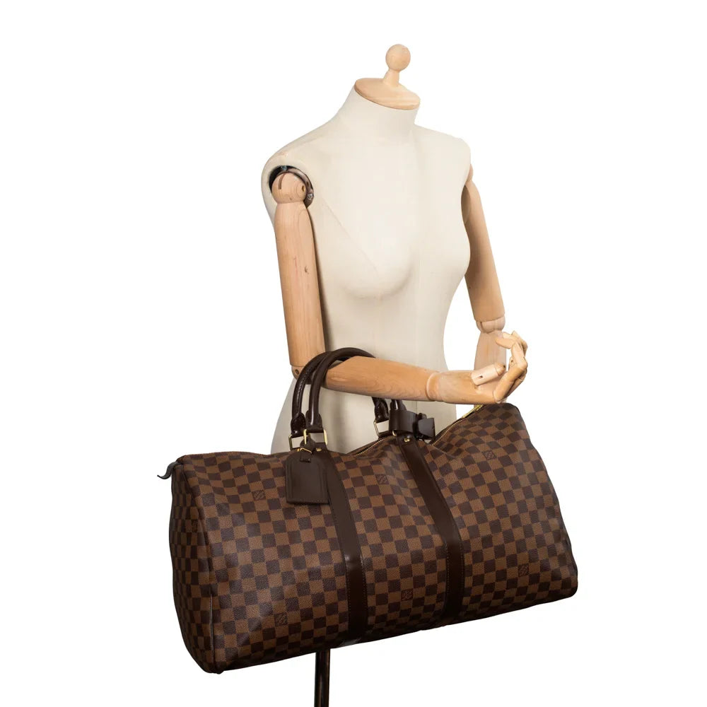 Keepall 50 vintage en toile damier ébène