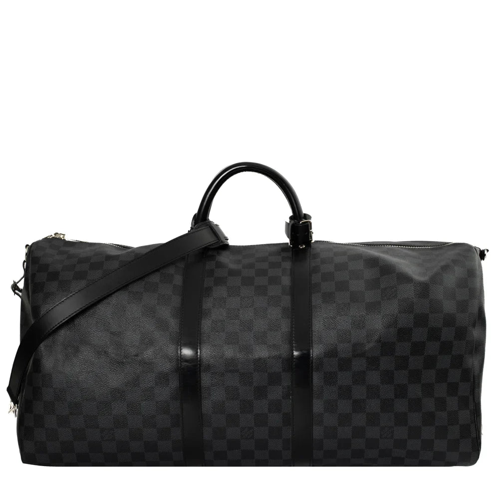 Keepall 55 en toile damier gris
