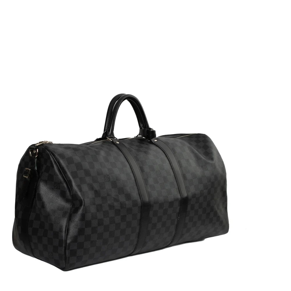 Keepall 55 en toile damier gris